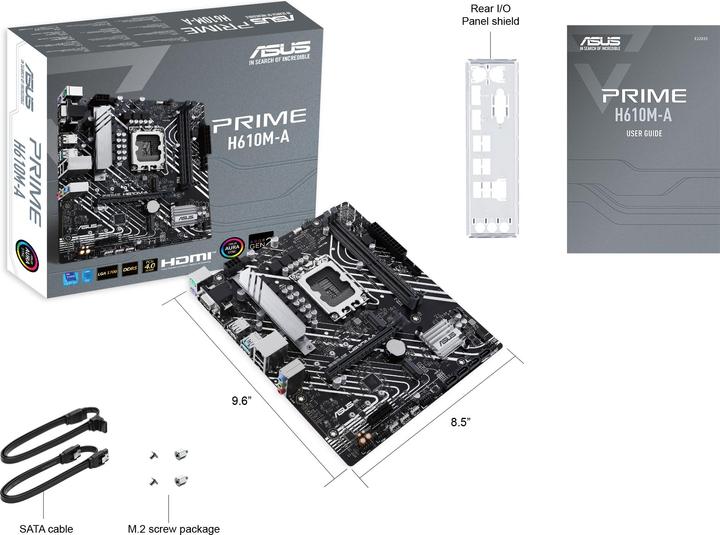 Produktbild ASUS PRIME H610M-A-CSM LGA1700 2DDR4 MB (LGA 1700, Intel H610, mATX)