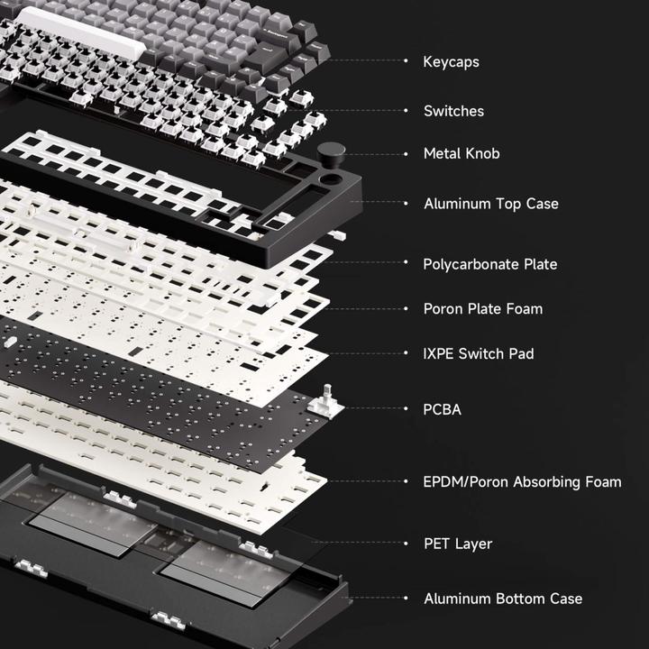 Actual product image Akko MonsGeek M1 V5 VIA Black & Silver Keyboard ISO-DE/UK/Nordic layout Rosewood Switch (DE, Cable, Wireless)