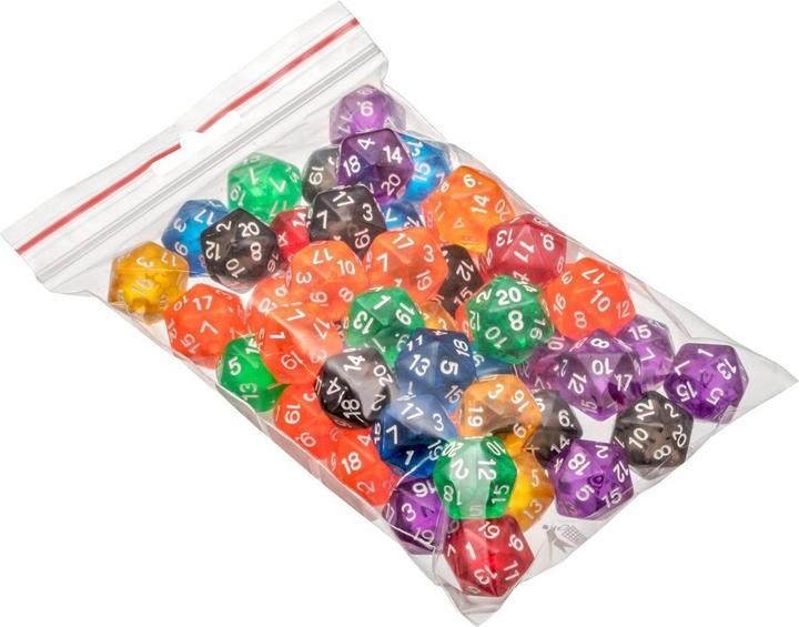Actual product image Philos Cubes, 20-sided, transparent, 50-bag