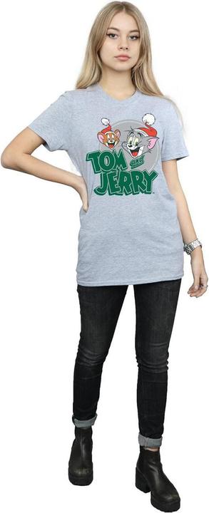 Actual product image Tom & Jerry Womens/Ladies Christmas Greetings Cotton Boyfriend T-Shirt (M)