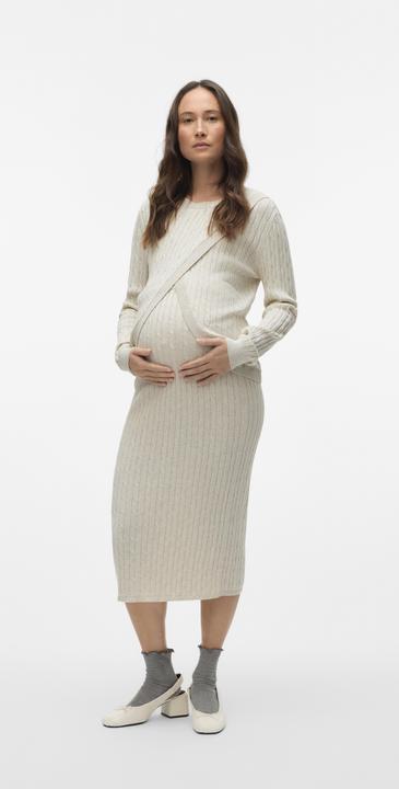 Image du produit Mamalicious Normal geschnitten Rundhals Gerippte Ärmelbündchen Strickoberteil Gestricktes Oberteil