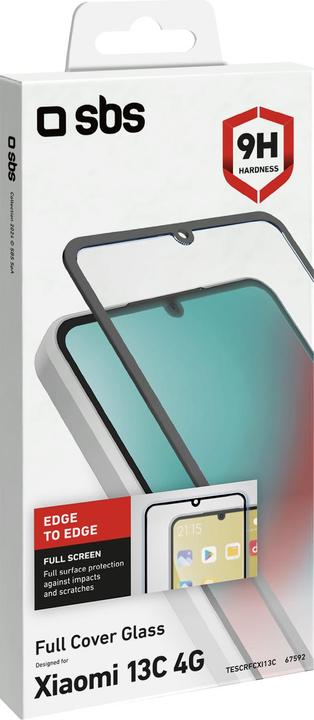 Immagine prodotto SBS Protezione dello schermo in vetro Full Cover per Xiaomi Redmi 13C (1 Pezzo/i, Xiaomi Redmi 13C)