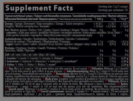 Valeurs nutritives et ingrédients QNT BCAA 8500 (Citron, 1 pcs, 350 g)
