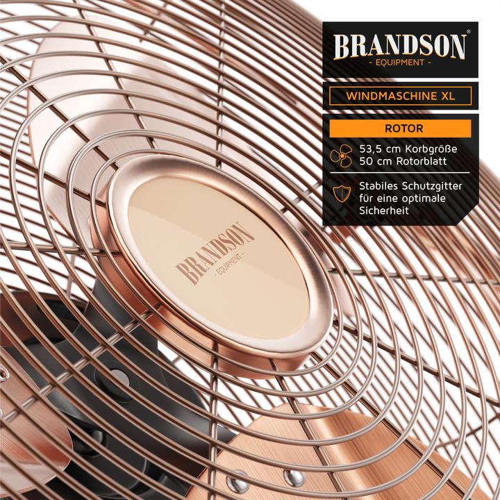 Produktbild Brandson Windmaschine 53,5 cm Ø, Retro Bodenventilator 200W neigbar, Tragegriff, hoher Luftdurchsatz, Kupfer (67 dB)