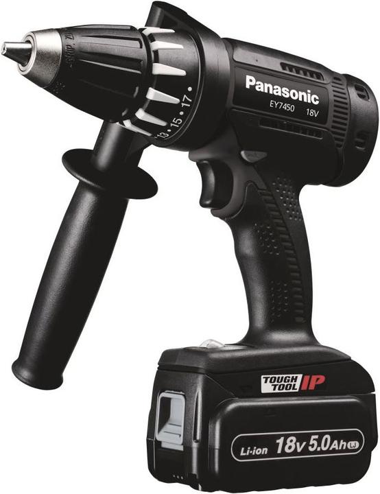 Actual product image Panasonic Cordless drill 18V with handle incl. 2x5.0Ahund charger in Systainer (Rechargeable battery operated)