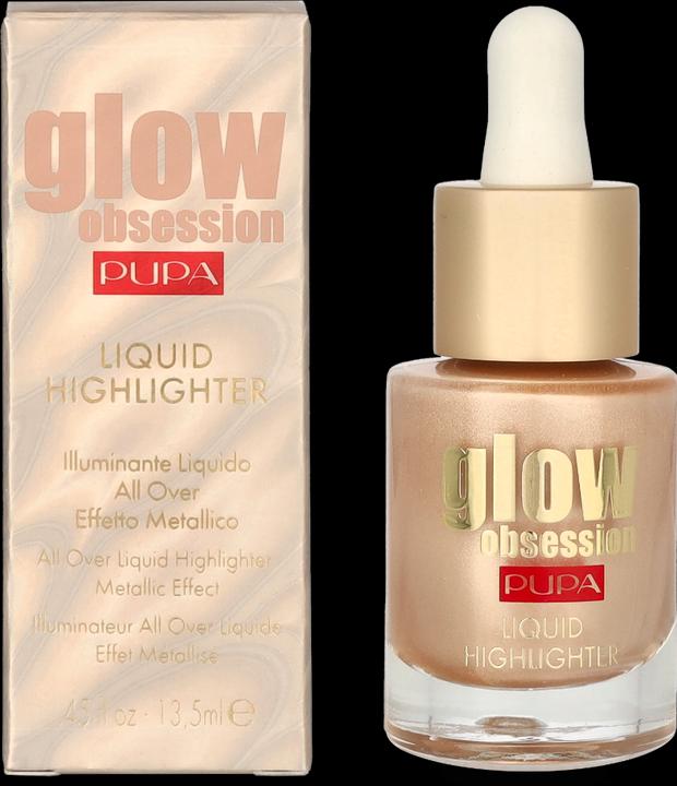 Image du produit Pupa Milano Glow Obsession Liquid Highlighter Metallic Effect Moon Light (002 Lumière de la lune, Highlighter)