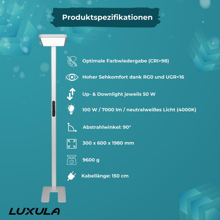 Actual product image Luxula LED office floor lamp, up/down, white (7000 lm)