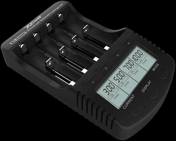 Produktbild XCell Schnell-Ladegerät BC-X4000 Digital LCD (1 Stk., 14500, 16340, 17500, 18490, 18500, 18650, 26500, 26650, AA, AAA, Sub-C, Ladegerät inkl. Akku)