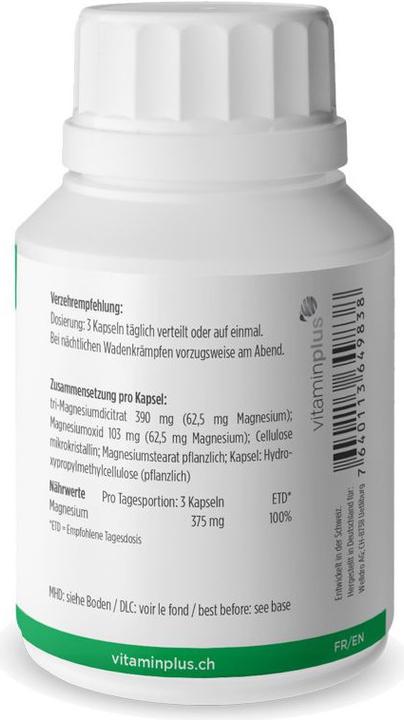 Nährwerte und Zutaten Vitaminplus Magnesium Kapsel (120 Stück, Kapseln)
