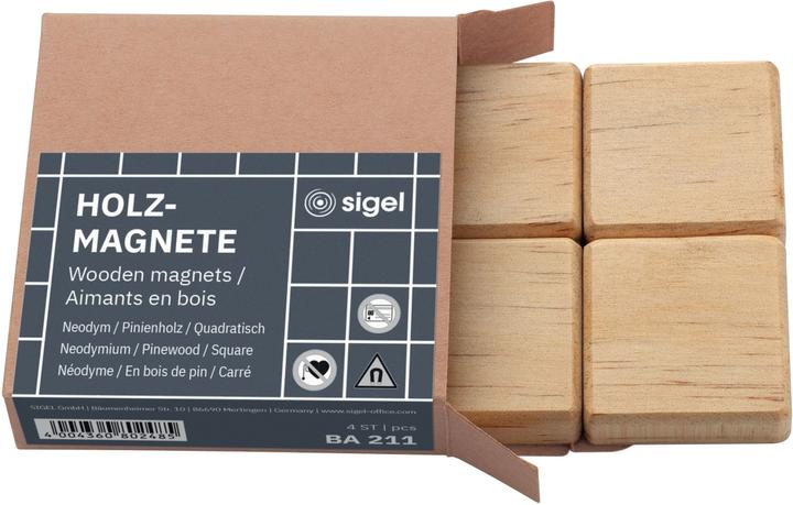 Actual product image Sigel Wood Magnets square (4 x)