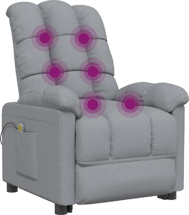 Produktbild VidaXL Massagesessel Fernsehsessel Relaxsessel Sessel Liegesessel Hellgrau Stoff