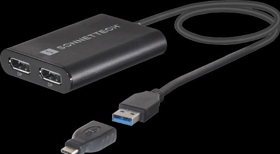 Image du produit Sonnet Double adaptateur DisplayPort 4K 60Hz pour M1 Thunderbolt Macs *Nouveau (USB-A, USB-C, 30 cm)
