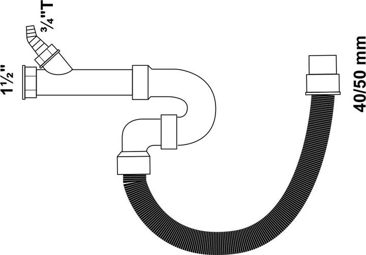 Produktbild Kirchhoff Flex- Spültisch- Röhrensiphon, 1 1/2" mit 3/4" Geräteanschluss (Siphon-Montagematerial, 1 1/2“)