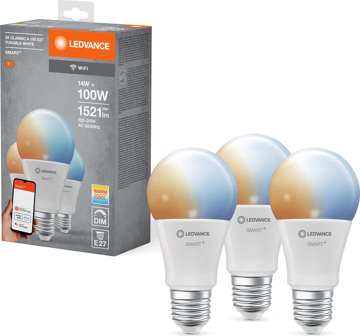 Produktbild Ledvance Smart+ Wifi Classic (E27, 14 W, 1521 lm, 3 x, F)