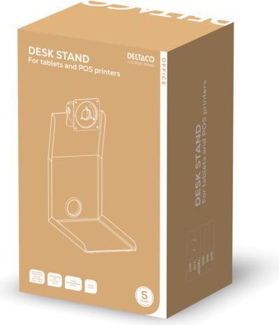 Produktbild Deltaco Stovas planšetiniams kompiuteriams OFFICE su POS spausdintuvo laikikliu, pakreiptas ir