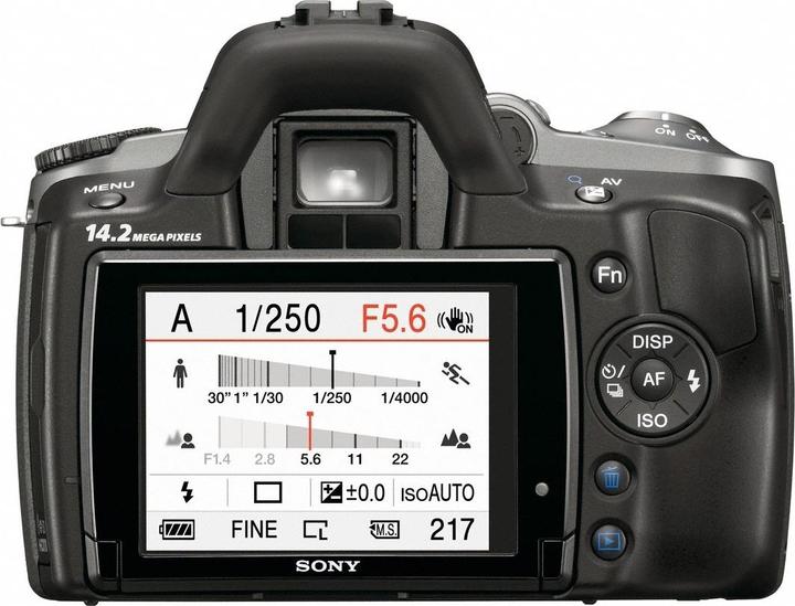Actual product image Sony Alpha 380, SLR, 14 Mpixel, LiveView, Body