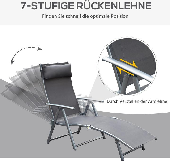 Produktbild Outsunny Gartenliege Metall, Stoff Grau (180 cm)