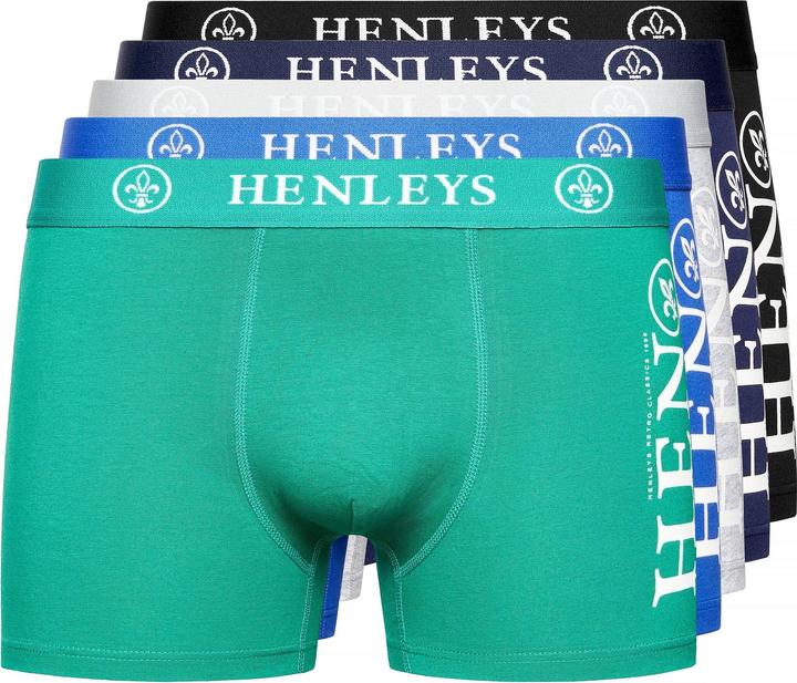 Actual product image Henleys Mens Kelmack Marl Boxer Shorts (Pack of 5) (L, 5-pack)