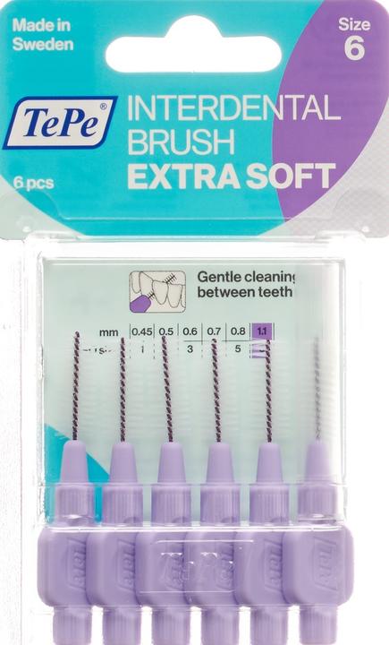 Produktbild TePe Interdental Brush 1.1mm x-soft violett (6 x, 1.10 mm)