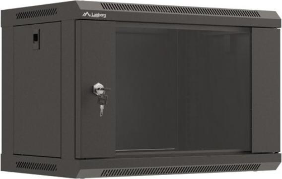 Lanberg 19 6HE 540x350 schwarz Wandmontage Rackschrank mit Glastür (Flat Pack) (10.86 RU, 19 inch rack)