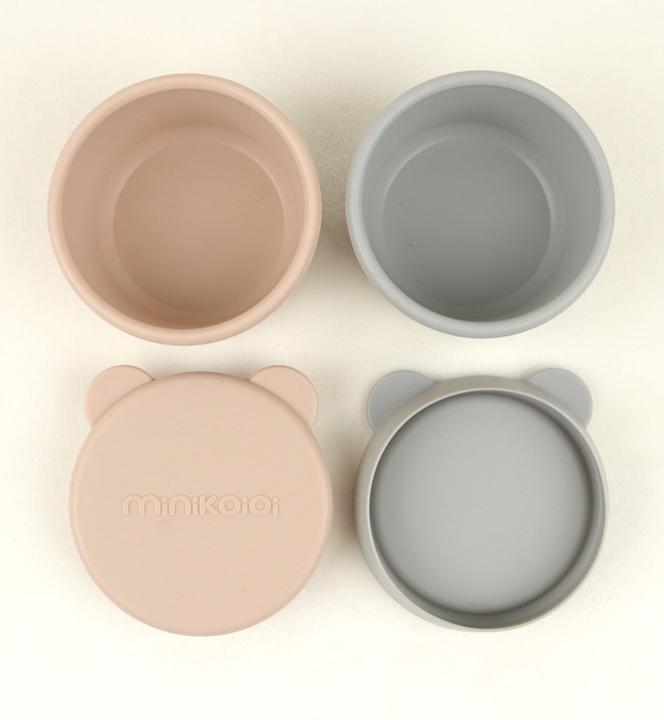 Actual product image Minikoioi Mini Bowl with Lid, 2 pcs, Bubble Beige / Powder Grey