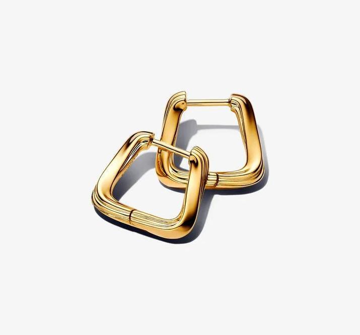 Actual product image Pandora Twisted Triangle Small Hoop Earrings (Gold plated)