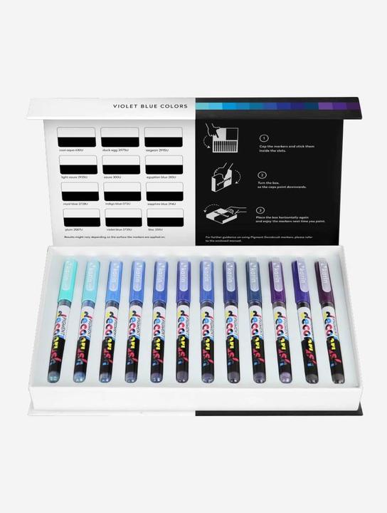 Immagine prodotto Karin PIGMENT DECO BRUSH - Pennello marcatore (Viola, Blu chiaro, Blu, 12 x)