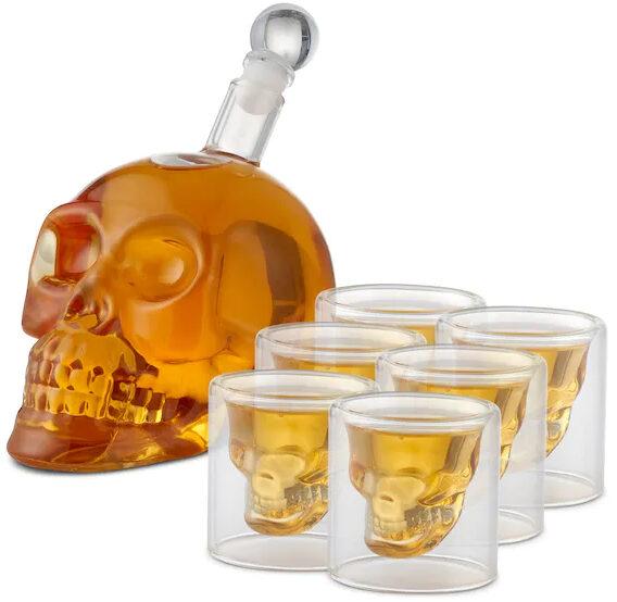 Actual product image Oak & Steel Skull whisky glasses and decanter set (0.70 l)