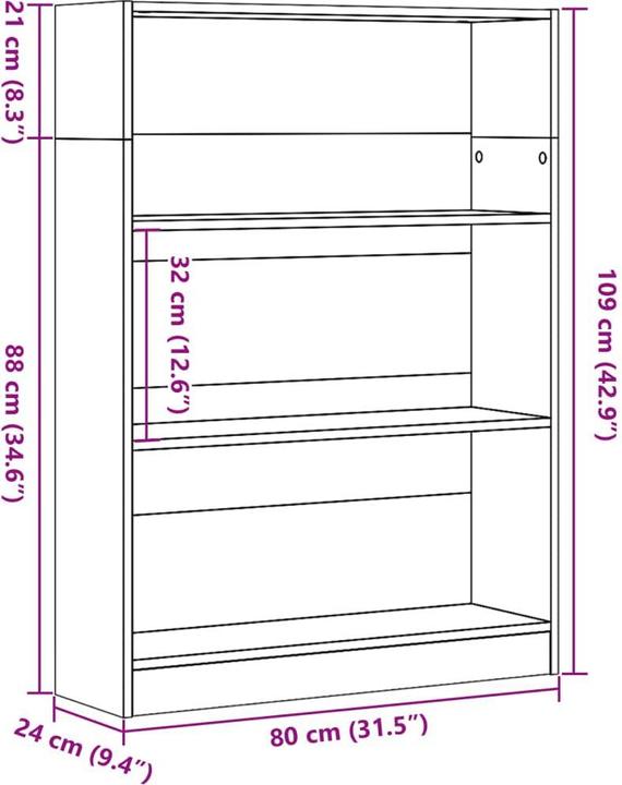 Immagine prodotto VidaXL Bücherregal (80 x 24 x 109 cm)