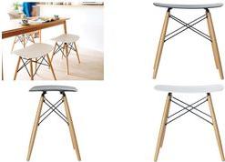 Actual product image Paperflow SKOLL stool, solid beech wood legs, white seat.
