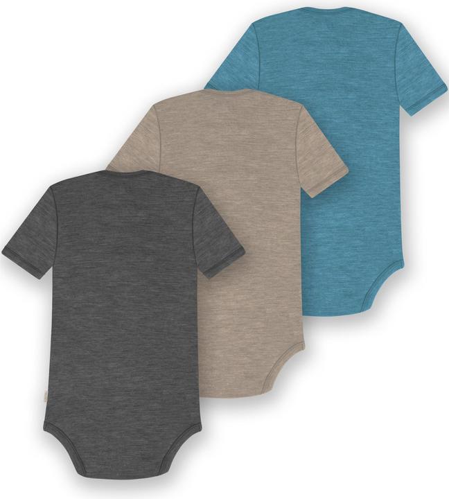 Actual product image Normani Set of 3 baby merino bodysuit short sleeves "Tauranga" - 9299 (56)