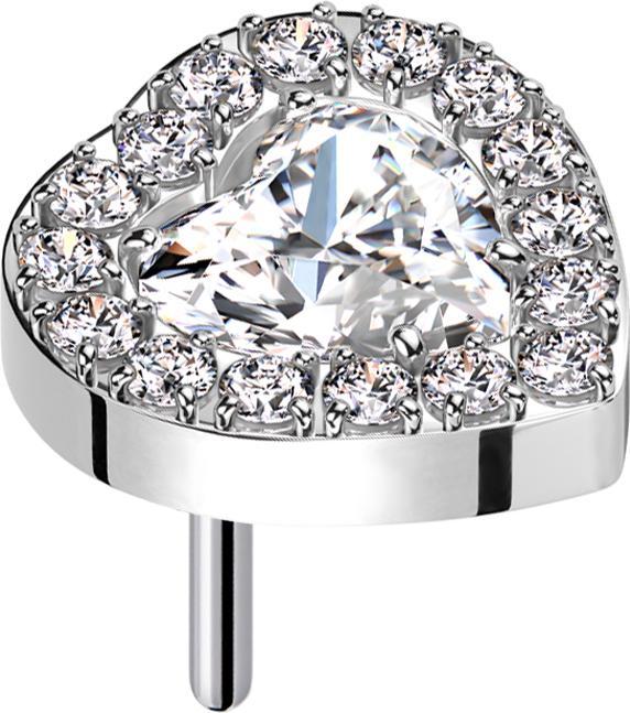 Produktbild Star Piercing Threadless silber Kristallherz silber umrandende Kristalle silber (ohne Messing, Titan G23)