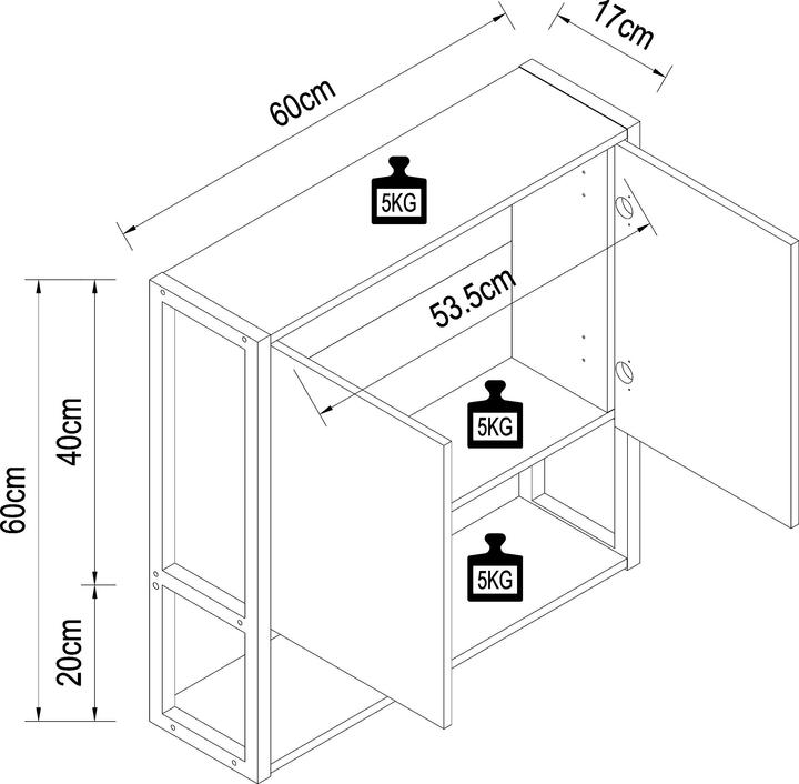 Immagine prodotto VCM Spiegelschrank (60 x 17 cm)
