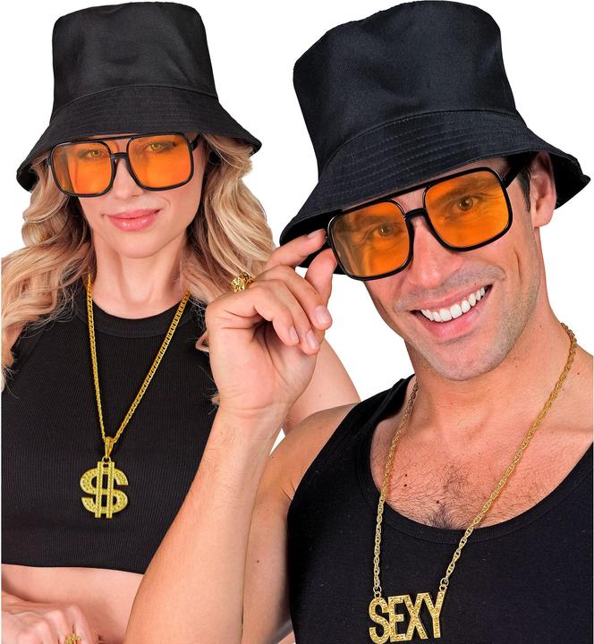 Image du produit Widmann 90er Jahre Hip Hop Brille Mit Orangenen Gläsern