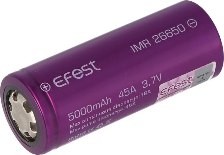 Actual product image Efest Battery Purple IMR26650, unprotected (1 pcs., 26650, 5000 mAh)