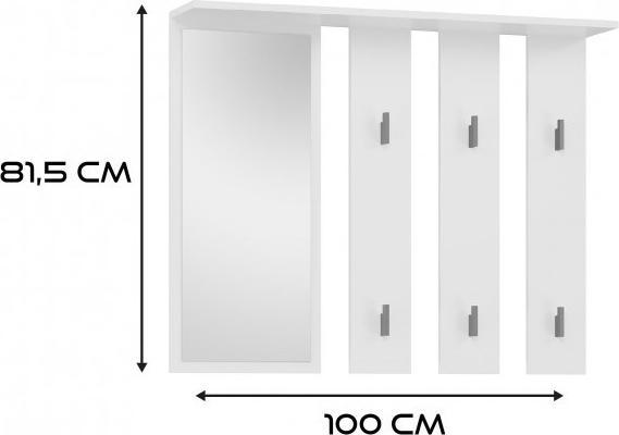 Image du produit Topeshop Cintre + miroir PARMA 100x15x.81 5 cm Blanc (1 x)