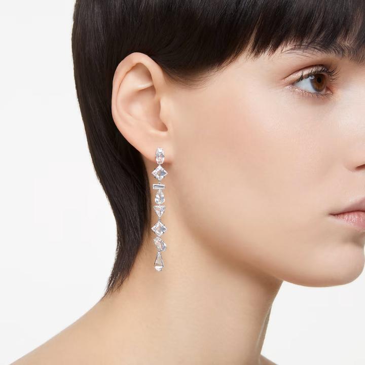 Actual product image Swarovski Mesmera Drop Earrings Various Cuts Long White (Swarovski Metal)
