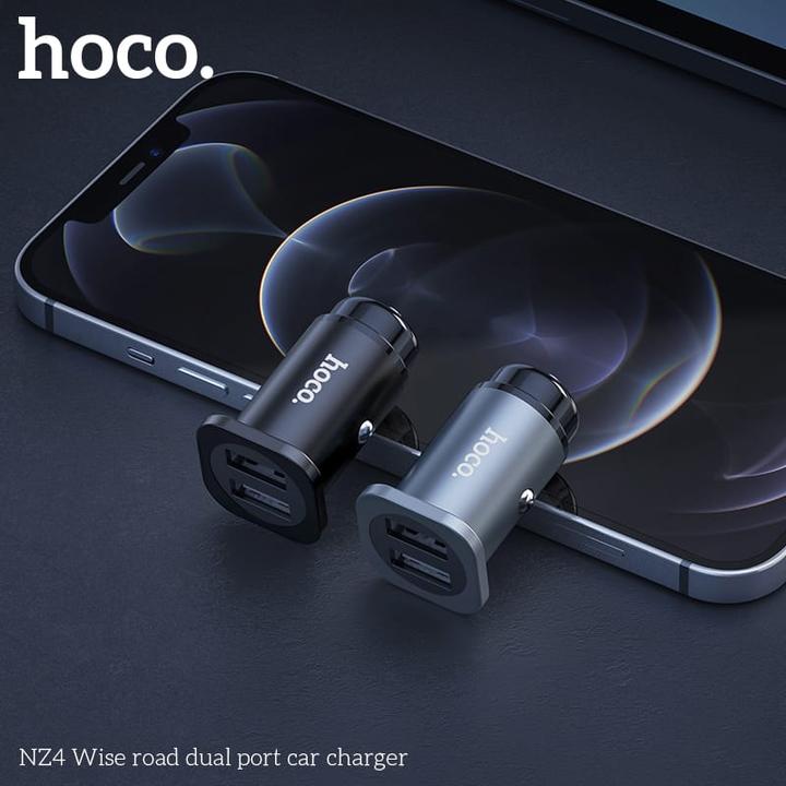 Image du produit Hoco NZ4 Wise Road Chargeur de voiture à double port, gris