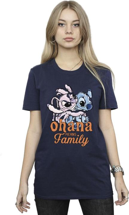 Actual product image Disney Womens/Ladies Lilo And Stitch Ohana Angel Hug Cotton Boyfriend T-Shirt (XXL)