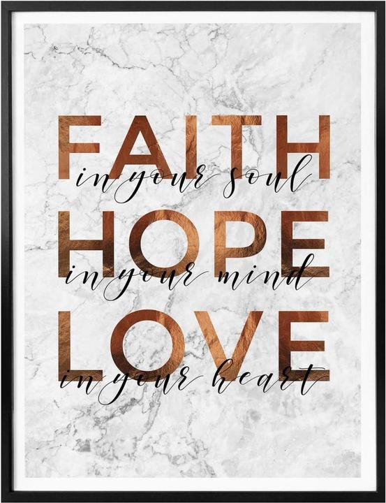 Produktbild Trenddeko Kupferoptik - Faith Hope Love (24 x 30 cm)