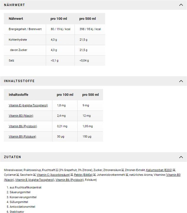 Valori nutrizionali e ingredienti Powerbar Isolite (Pompelmo, 1 x)