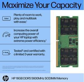 Actual product image HP 16GB DDR5 5600 SODIMM Memory (1 x 16GB, 5600 MHz, DDR5 RAM, SO-DIMM)