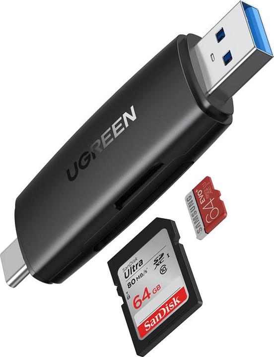 Produktbild Ugreen CM304 USB + USB-C Adapter Card Reader SD + microSD (black) (USB-C)
