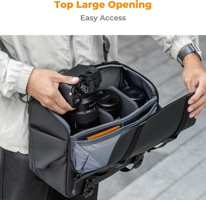 Actual product image K&F Concept Sling Bag 10L Urban Wander 10 (Black) (Camera shoulder bag, 10 l)