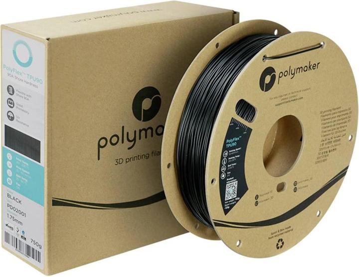 Produktbild Polymaker PolyFlex TPU-90A Black-1.75mm-750g (TPU, 1.75 mm, 750 g, Schwarz)