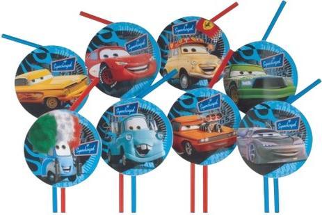 Actual product image Cars Characters Disposable Straws (Pack of 8) (8 x)