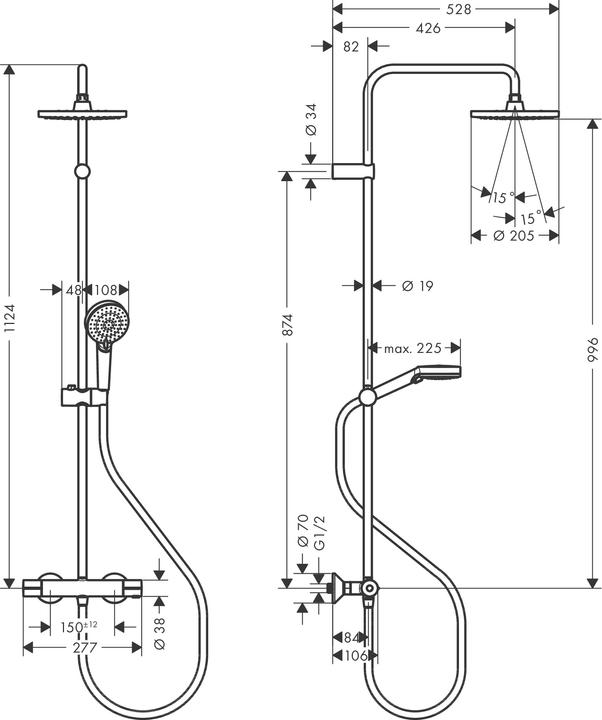 Produktbild hansgrohe Vernis Blend Duschsystem 200 1 Strahlart mit Thermostat