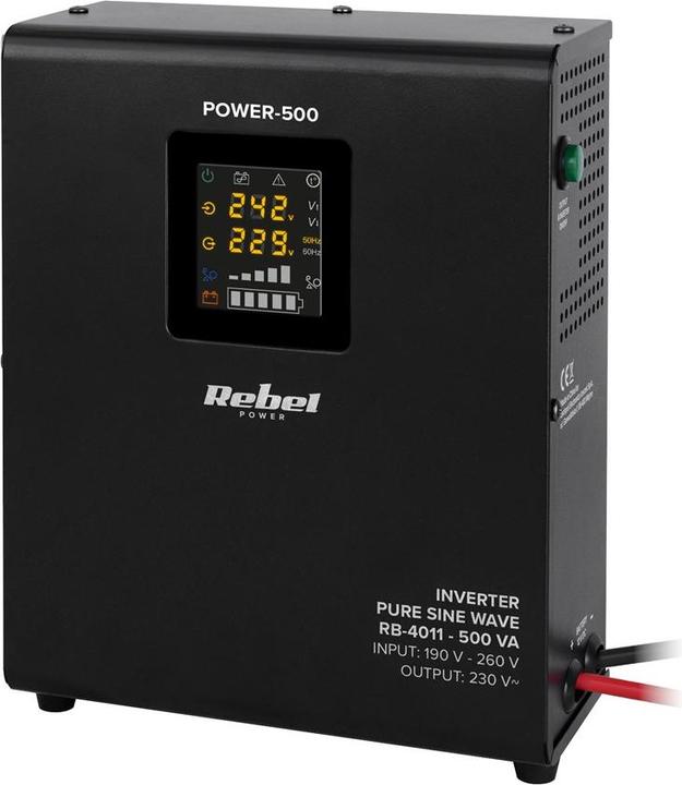 Actual product image Rebel Emergency wall power supply POWER-500 - inverter with pure sine wave and charging function 12V 230V