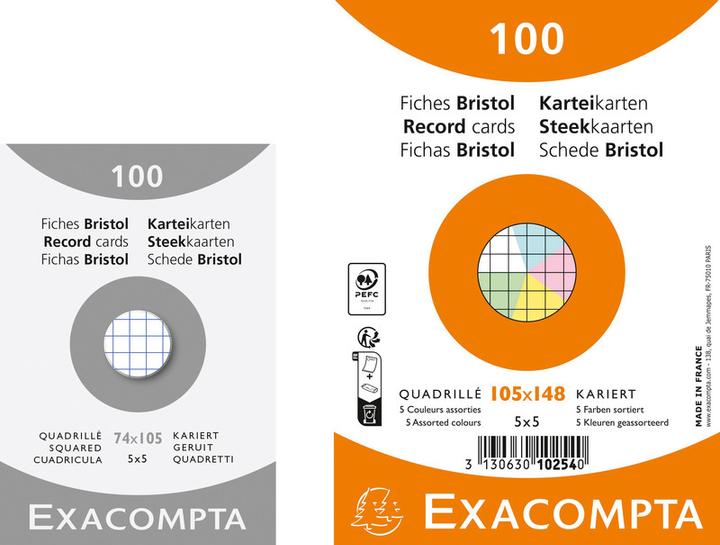 Immagine prodotto Exacompta Schede a quadretti (105 x 148 mm, 205 g/m², 100 x)
