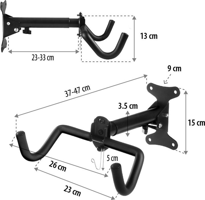 Produktbild Maclean Fahrrad-Wandhalterung horizontal Stahl max. Belastung 30kg MC-484